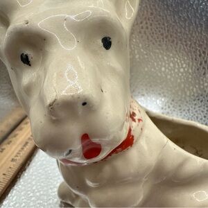 Mccoy Bintage Charming Cream and Red Ceramic Dog Planter